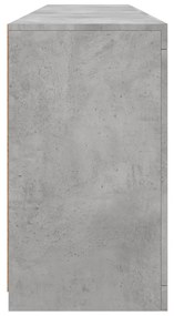 betonszürke tálalószekrény LED-világítással 181,5x37x67 cm