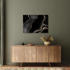Kép - Fekete és arany márvány (üvegen) (70x50 cm)