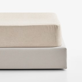 Goldea lenvászon keveréket tartalmazó körgumis lepedő - természetes színű 160 x 200 cm