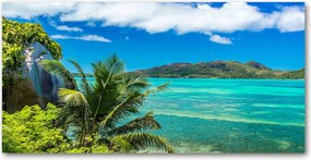 Fotó üvegkép Seychelle-szigetek tengerpart 140x70