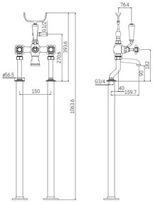 BATH DELUXE 28-108-01-60-00 - Szabadon álló fürdő szett csappal 106,3 cm króm