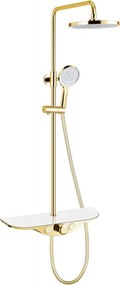 Mexen Exxo zuhanykészlet fali esőztetővel és csapteleppel, arany/fehér - 78113-25
