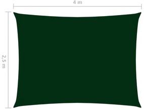 sötétzöld téglalap alakú oxford-szövet napvitorla 2,5x4 m