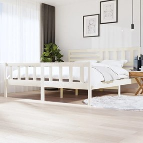 Fehér tömör fa ágykeret 200 x 200 cm