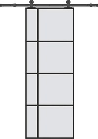 vidaXL ESG üveg és alumínium tolóajtó fémszerelvény-szettel 76x205 cm