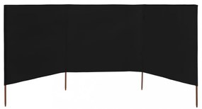 fekete szövet 3-paneles szélfogó 400 x 120 cm
