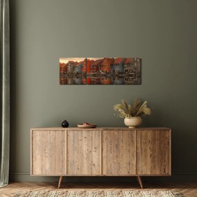 Színes házak képe (órával) (90x30 cm)