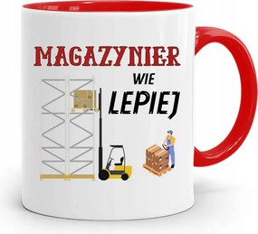 Piros Bögre Raktárosnak Jobban Tudja Ajándék Nyomtatott Fotóval