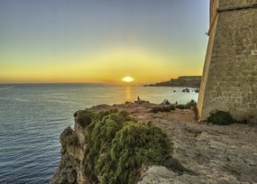 Poszter 70x50cm Ghajn Tuffieha Tower és Golden Bay, Assaf Frank