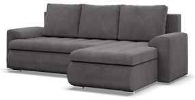 Tokio sarokkanapé, 2 ágyneműtartóval, kordbársony, jobboldali, szürke