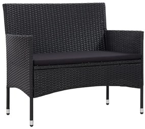 4 részes fekete polyrattan kerti ülőgarnitúra párnákkal