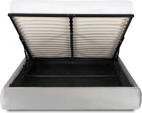 Ágy 180x200 cm méretben, ágyneműtartóval, szürke színben, velúr kárpittal BRISTOL