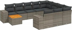 vidaXL 11 részes szürke polyrattan kerti ülőgarnitúra párnákkal