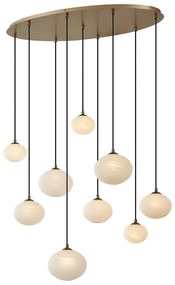 Art Deco függőlámpa arany színben, opálüveggel, 9-es - Yani