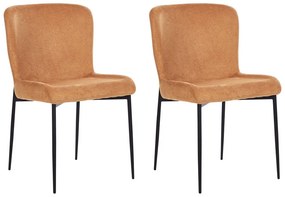 Narancssárga kárpitozott szék kétdarabos szettben ADA Beliani