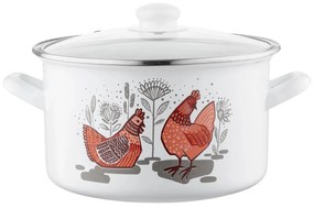 Emalia Pleszew Rubinka zománcozott edény fedővel , 22 cm, 4,7 l, 22 cm átmérőjű