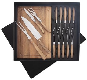 Ezüstszínű-natúr színű rozsdamentes acél evőeszköz készlet 15 db-os – Orion