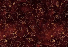 Fotótapéta - Arany virágok és levelek (152,5x104 cm)