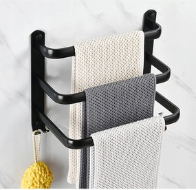 Törölközőtartó Fekete Fali Fürdőszoba 30CM