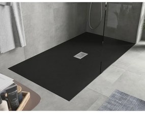 Mexen Hugo, téglalap alakú zuhanytálca SMC 200 x 100 cm, fekete, acél huzat, 42701020-X