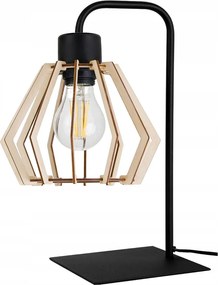 Asztali éjjeli lámpa Loft asztali lámpa Lámpabúra Fa led kapcsolóval E27