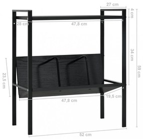 2-szintes fekete szerelt fa könyvespolc 52 x 28 x 59 cm