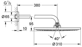 GROHE 26066GN0 - RAINSHOWER COSMOPOLITAN 310 zuhanyrózsa 380 mm arany