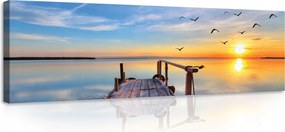 Vászonkép Naplemente Tenger Móló Természet Modern Hálószoba 145x45