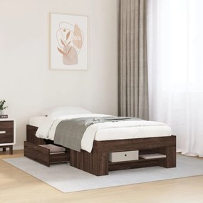 barna tölgy színű szerelt fa ágykeret matrac nélkül 90x200 cm