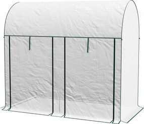 Outsunny Kicsi Üvegház Kültéri Üvegház Két Cipzáras Ajtóval és PE Borítással - Növények, Virágok Növesztésére 200x100x178 cm Fehér | Aosom