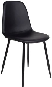 Stockholm design szék, fekete PU, acél láb