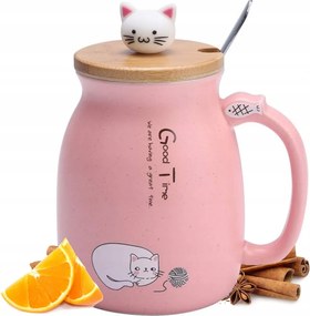 Ajándék Bögre Porcelán Szett Macskával Kávé Tea Kerámia 420ml