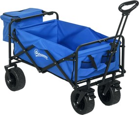 Outsunny Összecsukható Tengerparti Kocsi 110L Telepszópikus Fogantyúval és 15L Hőszigetelt Táskával, Acél és Oxford Szövet Kertikocsi, Kék | Aosom