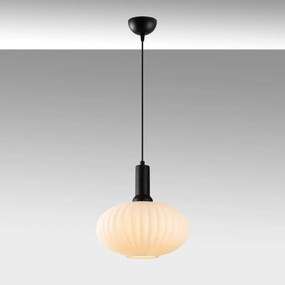Asker 15182 fekete fém-üveg függőlámpa, Ø30 cm