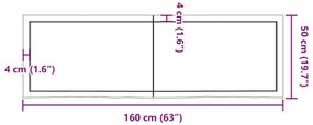 sötétbarna kezelt tömör tölgyfa asztallap 160x50x(2-6) cm