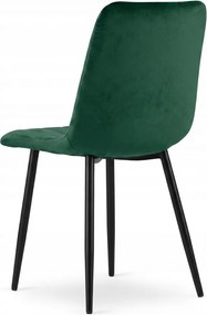 Sötétzöld bársony szék LAVA BOTTLE GREEN fekete lábakkal