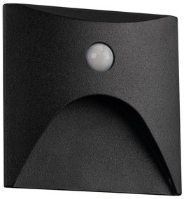 Kanlux 39142 - LED lépcsővilágító lámpa érzékelővel EXIN 2,5W/230V 4000K IP65 fekete szögletes