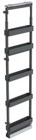Konyhai fémrács, kamravasalat, 200mm, antracit, teljes kihúzású, csillapított záródás, 1880-2180mm, 5 kosár SIGE, PRO LINE 258