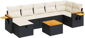 vidaXL 8 részes fekete polyrattan kerti ülőgarnitúra párnákkal