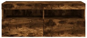 füstös tölgy színű fali TV-szekrény LED-ekkel 100x30x40 cm