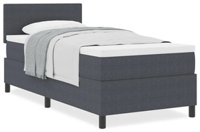 Box Spring Ágy Matrac Sötétszürke Egyszemélyes Kordbársony Textil