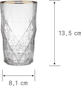 UPSCALE long drink pohár arany szegéllyel 460ml