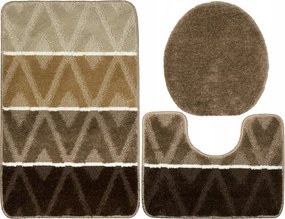 3 részes Fürdőszobaszőnyeg Szett Palma Csúszásgátló Rombusz Bézs Barna