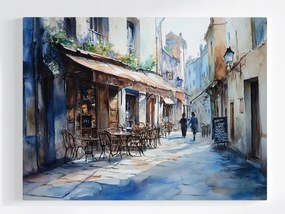 Poszter Párizsi Utca Kávézó Akvarell Tájkép 80x60