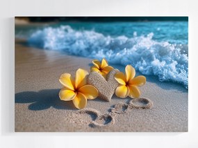 Poszter Tenger Tengerpart Homok Szív Virágok Plumeria 120x80