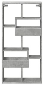 betonszürke szerelt fa faliszekrény 50 x 15 x 100 cm