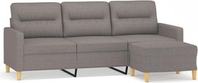 vidaXL 3 személyes tópszínű szövet kanapé lábtartóval 180 cm
