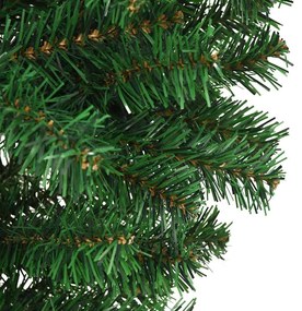 Függőlegesen álló műfenyő izzósorral és golyószettel 210 cm