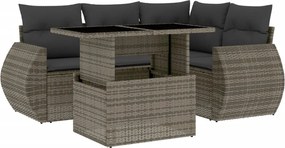 vidaXL 5 részes szürke polyrattan kerti ülőgarnitúra párnákkal