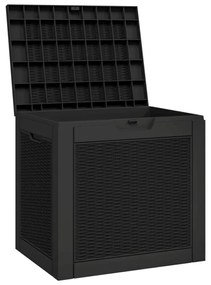 fekete polipropilén kerti tárolóláda 55,5x43x53 cm